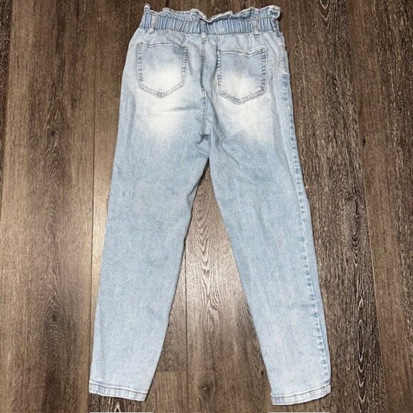 Tinseltown Women's Junior Size 7 Blue Skinny Distressed Light Wash Stretch Jean - Picture 5 of 6